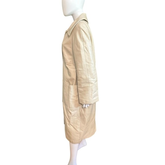 Arthur Norgard Birch Creek Vintage Leather Trench Coat Womens Beige Long - Picture 5 of 10